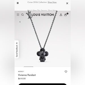 Louis Vuitton Black Vivienne Pendant Necklace